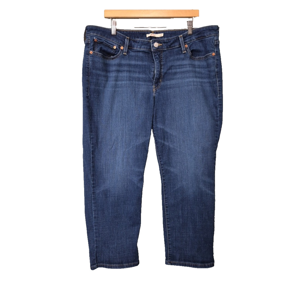 Levi's Boyfriend Jeans Womens 20W Stretch Blue Dark Wash Denim Cropped